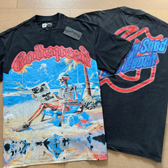 Godspeed "Sand Beach" Skeleton Vintage Washed Black Graphic T-Shirt